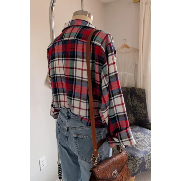 Vintage Flannel Plaid Cotton Unisex Button Down Shirt - Picture 6 of 16
